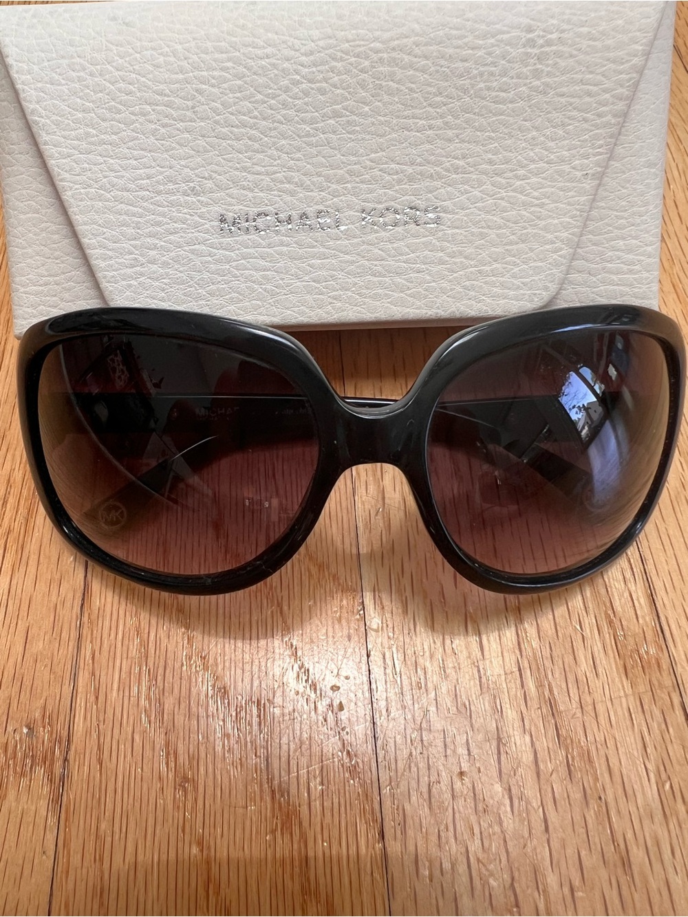 Michael Kors Black Oversized Butterfly Sunglasses with Gradient Lenses